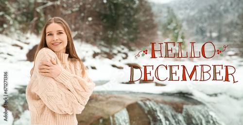 Beautiful woman at snowy re...