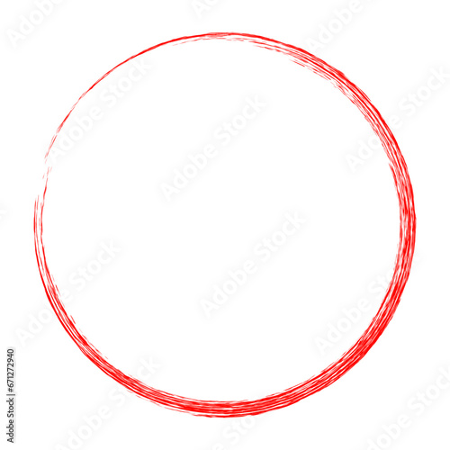red circle crayon frame, simple hand draw sketch at white background