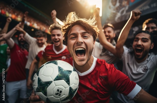 Soccer fan celebrates his favorite team's goal and has won © Alvaro
