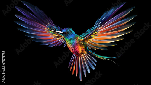 neon colorful bird with bright neon wings © Daniel