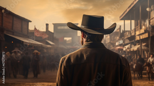 a man in a hat with a cowboy in a desert
