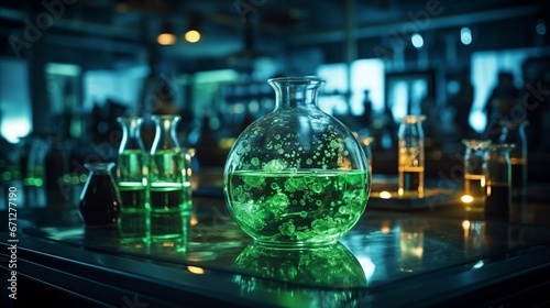 A_glass_flask_filled_with_green liquid