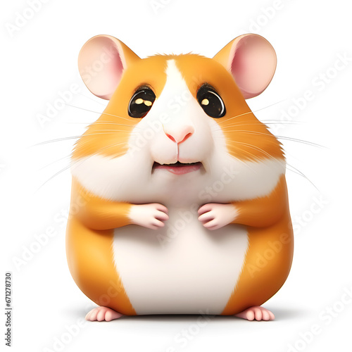 Cute Hamster, Cartoon Animal Toy Character, Isolated On White Background