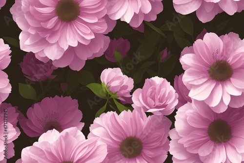 Seamless flowers pattern painting with trendy colors. Print Design, generative ai