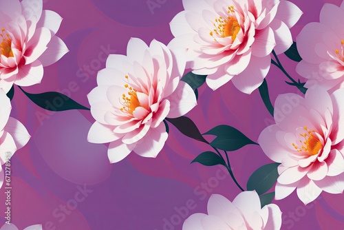 Seamless flowers pattern painting with trendy colors. Print Design, generative ai