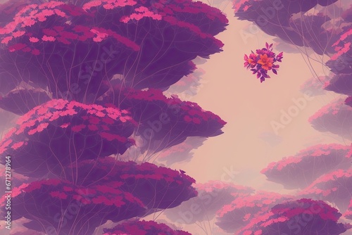 Seamless flowers pattern painting with trendy colors. Print Design, generative ai