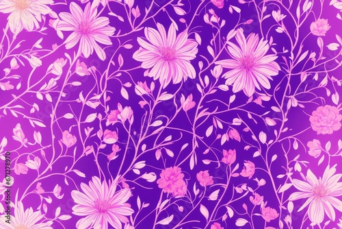 Seamless flowers pattern painting with trendy colors. Print Design  generative ai