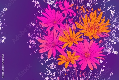Seamless flowers pattern painting with trendy colors. Print Design, generative ai