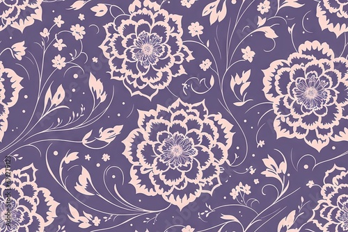 Seamless flowers pattern painting with trendy colors. Print Design, generative ai
