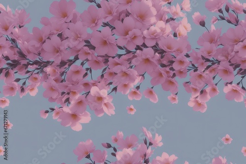 Seamless flowers pattern painting with trendy colors. Print Design, generative ai