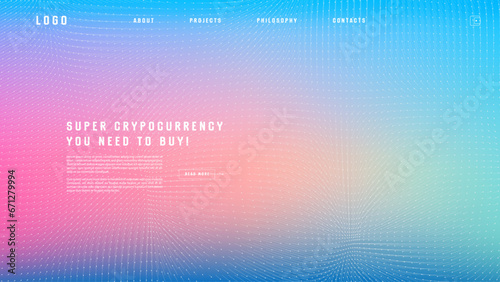 Landing page abstract design with vector field forces matris. Colorful template for website or app. Magnetic flow chart