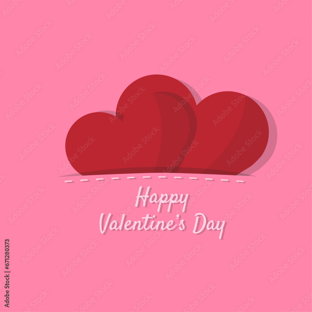 Valentine's day card, heart on pink background