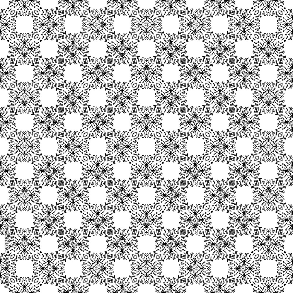 Black seamless abstract pattern. Overlay for background and backdrop. Ornamental design. PNG graphic illustration with transparent background.