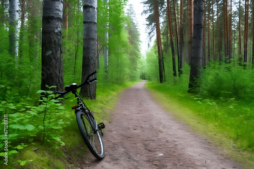 bike in the forest. Neural network AI generated art