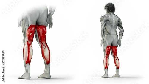 Standing hamstring curl-3D (144)-
Anatomy of fitness and bodybuilding with distinct active muscles-
150 frame Animation + 150 frame Alpha Matte
 photo