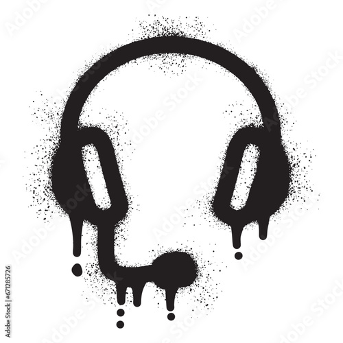 Headphone graffiti with black spray paint