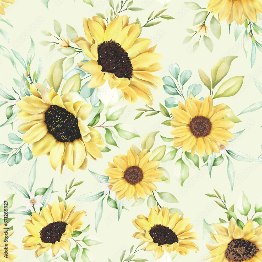 watercolor sunflower seamless pattern design watercolor sunflower seamless pattern design