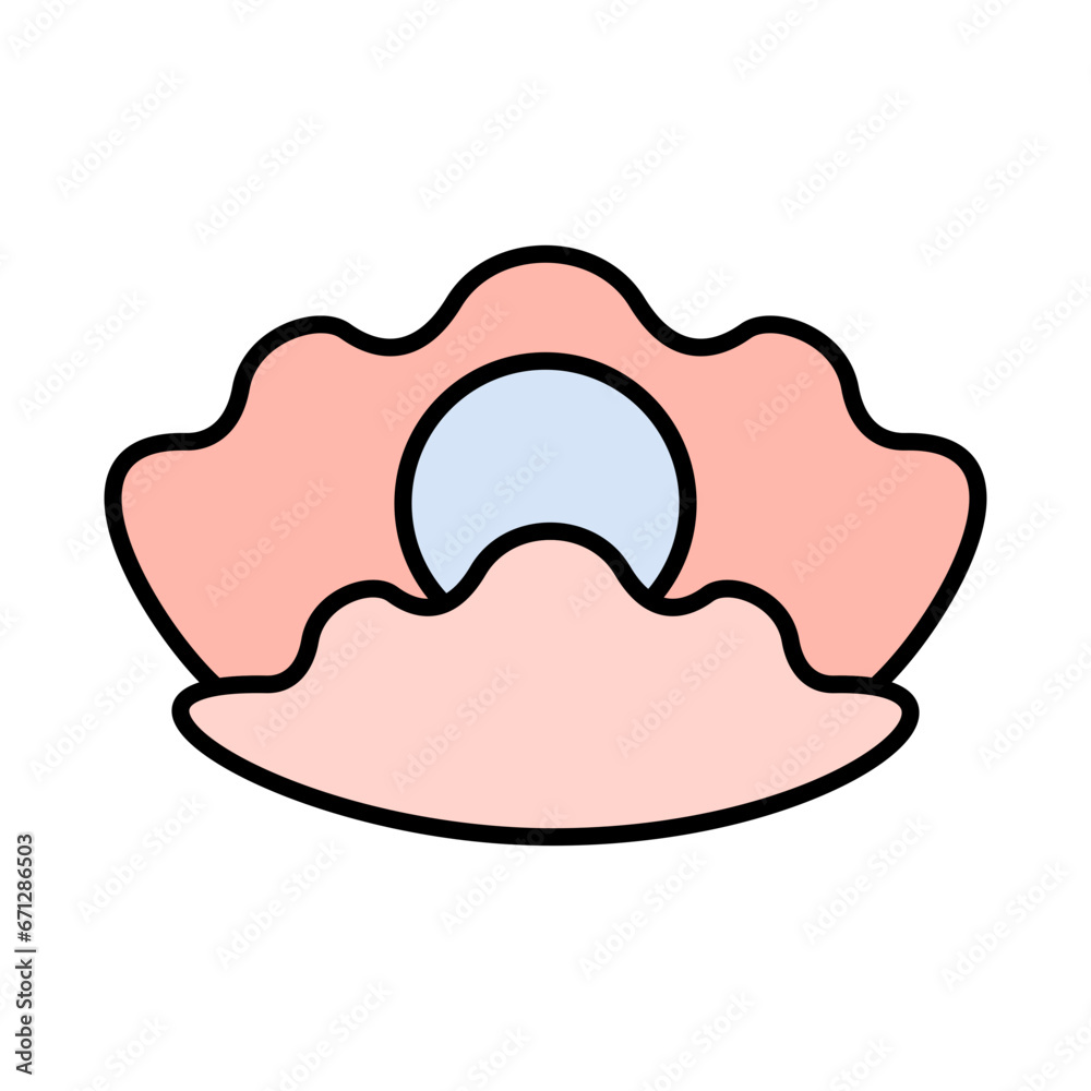 Pearl and shell icon, sea element vector graphic Pearl and shell icon, sea element vector graphic