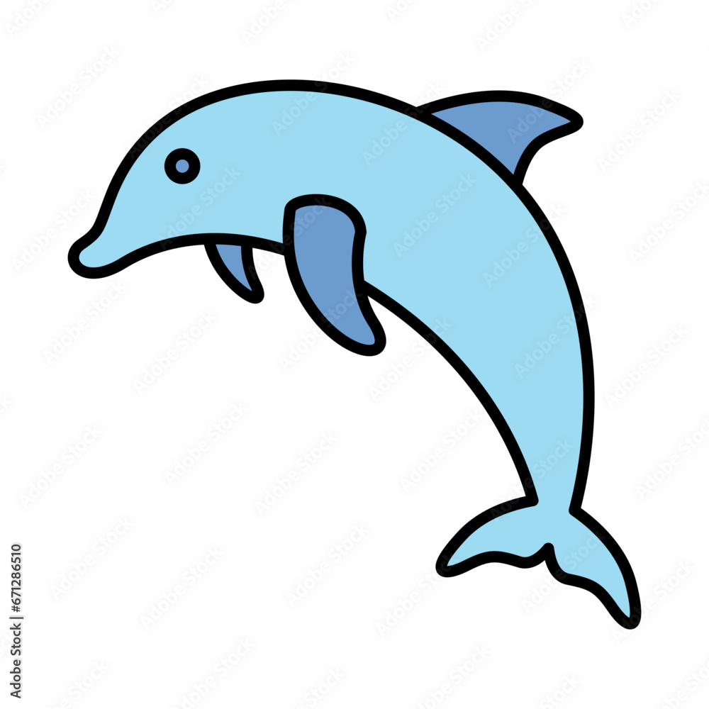 Fototapeta premium Jump dolphin icon, sea element vector graphic
