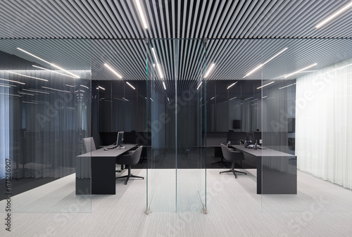 Patterned ceiling office design photo
