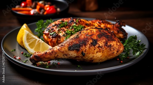 Roasted chicken breast fillet healthy food, generative ai