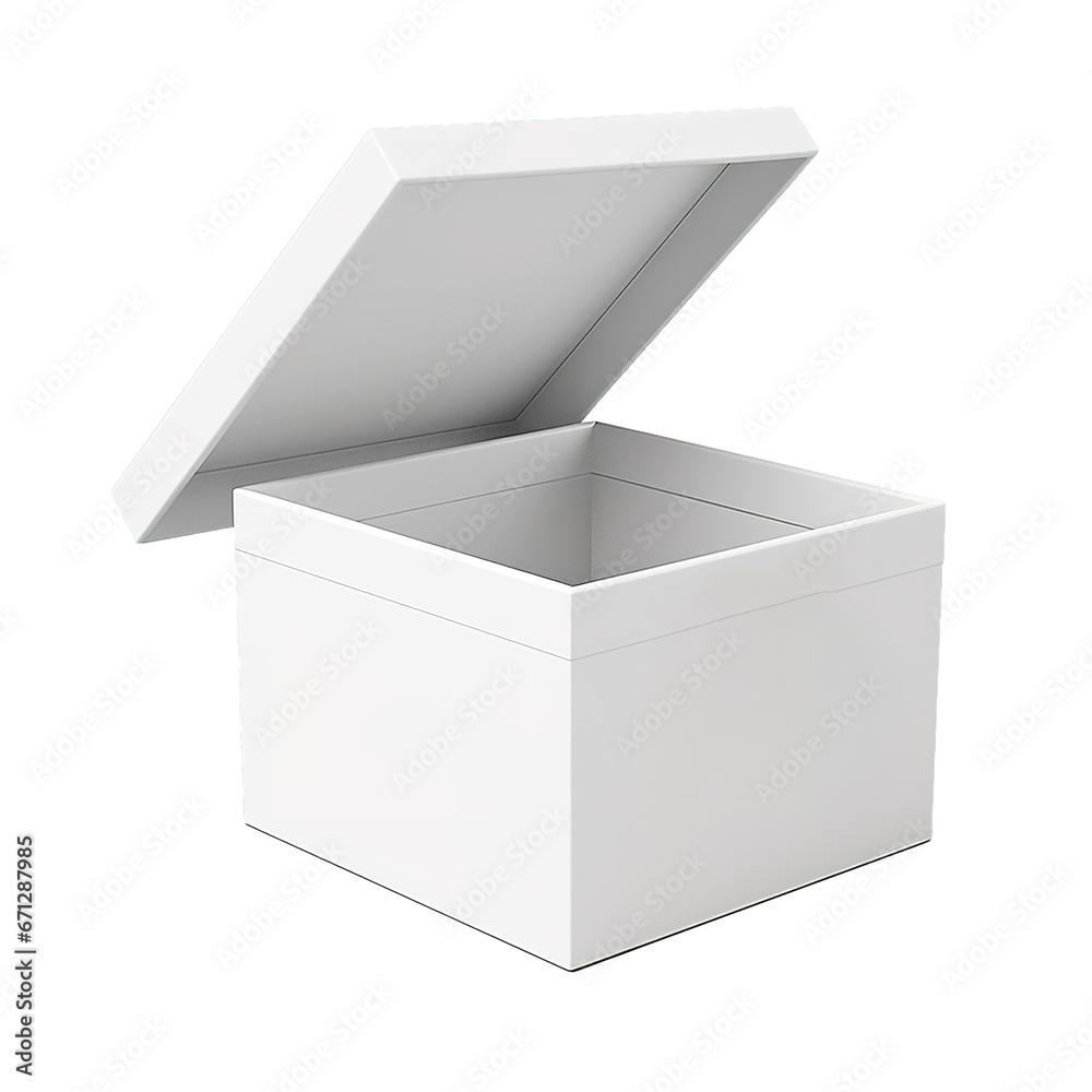 white empty box isolated on white transparent background, mockup, side view white empty box isolated on white transparent background, mockup, side view