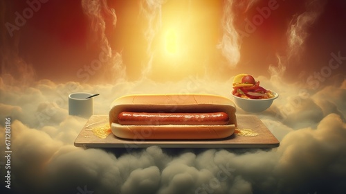 Hotdog food advertisement photo, generative ai photo