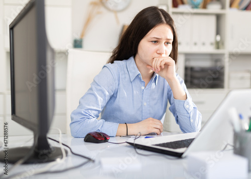 Angry female manager experiencing emotions in office