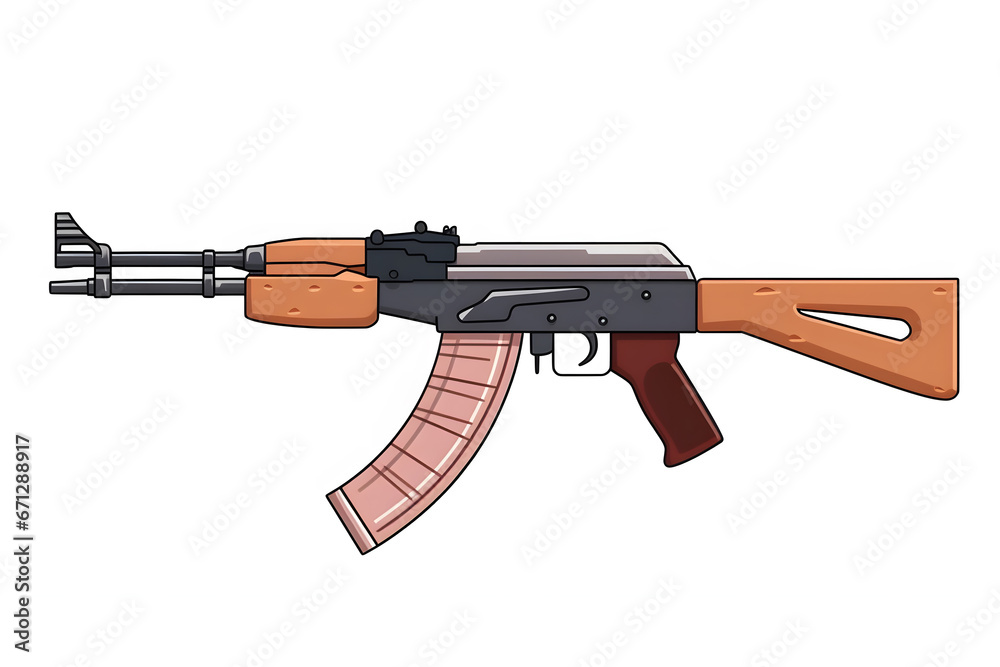 Rare first model AK - 47 assault rifle isolated on white. Neural network AI generated art Rare first model AK - 47 assault rifle isolated on white. Neural network AI generated art