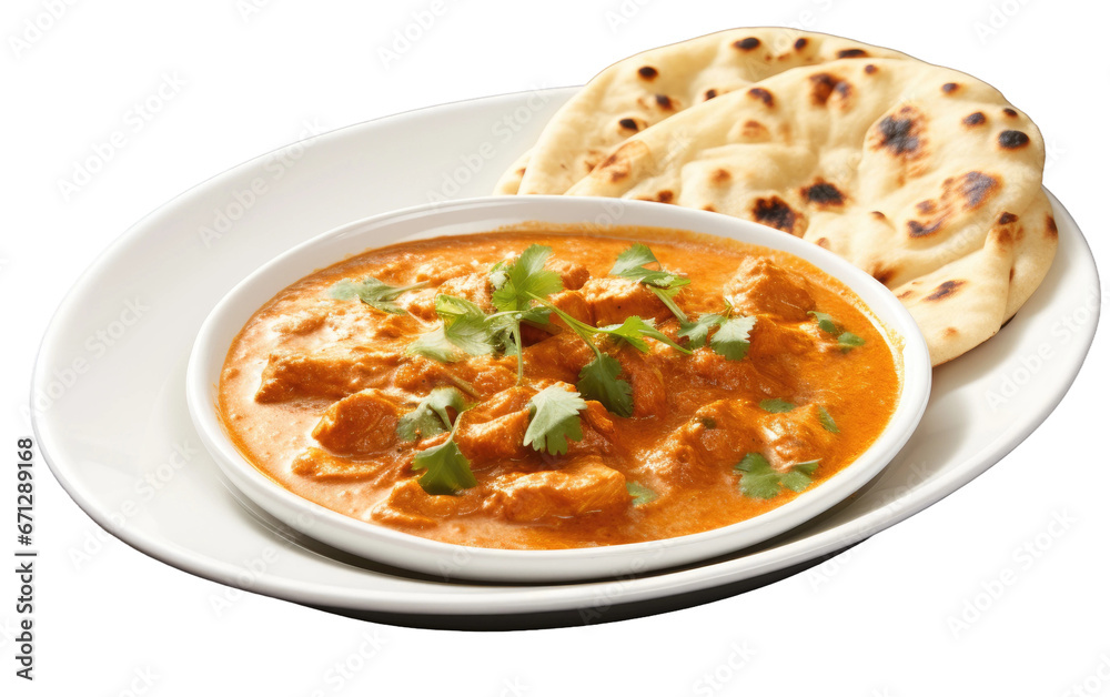 Creamy Butter Chicken Curry Soup on Transparent Background