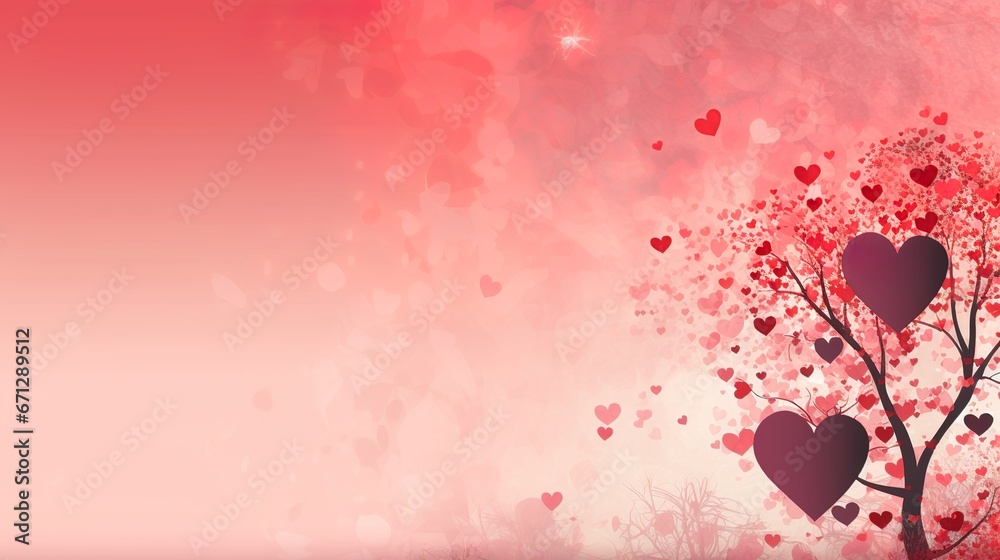 Hearts on the side pink background banner, generative ai