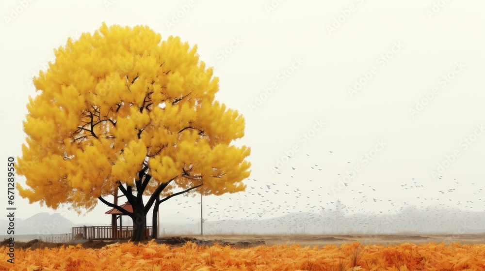A house middle class glowing tree (UHD Wallpaper) A house middle class glowing tree (UHD Wallpaper)