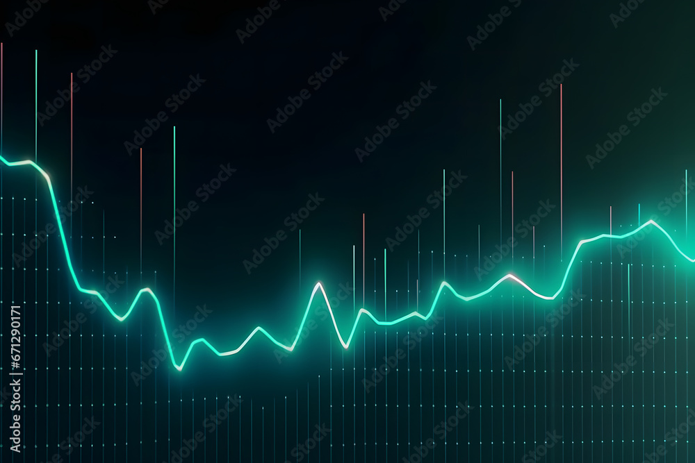 Stock market trading graph and candlestick chart on screen monitor for financial investment and economic concept. Neural network AI generated art Stock market trading graph and candlestick chart on screen monitor for financial investment and economic concept. Neural network AI generated art
