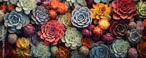 a variety of succulents - colourful succulent plant background 