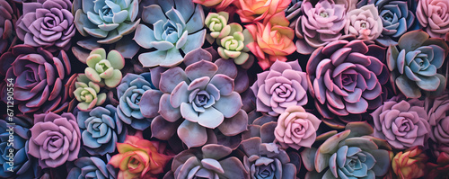 a variety of succulents - colourful succulent plant background  