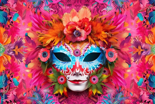 A venetian, mardi gras mask or disguise background. Neural network AI generated art