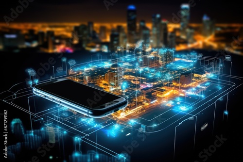 5G Connectivity, the future of mobile Networks with faster data speeds, reduced latency, and improved connectivity across various devices © Pixel Alchemy