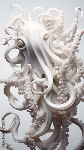 The mesmerizing dance Octopus tentacles gracefully floating against a stark white