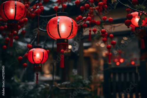 Chinese lanterns during new year festival generativ ai