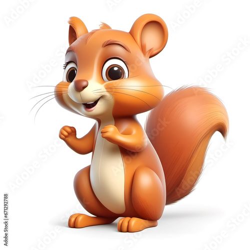 Cute Squirrel  Cartoon Animal Toy Character  Isolated On White Background