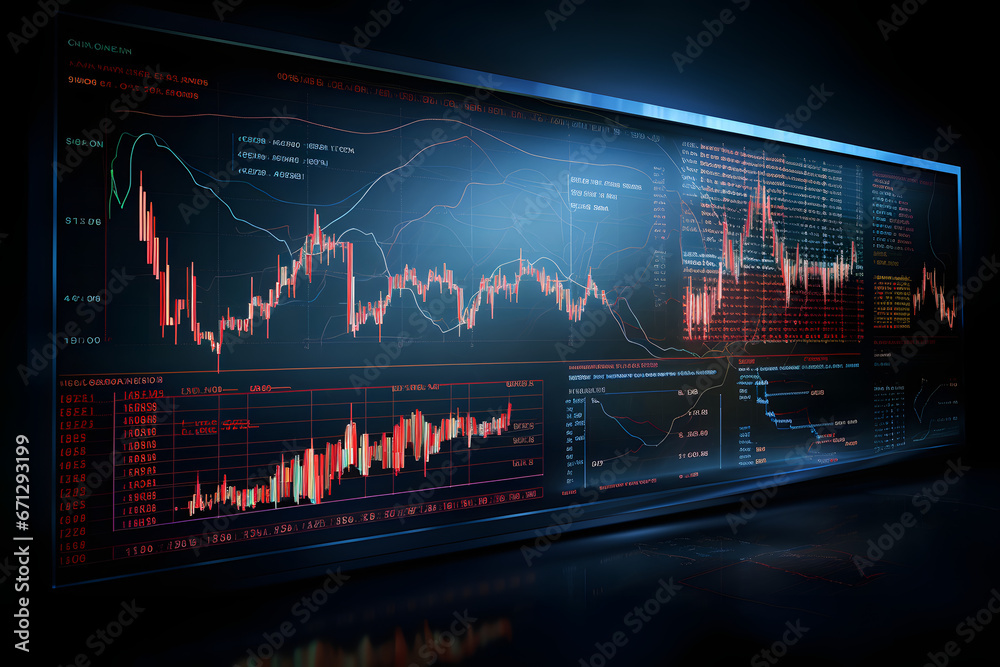 Computer-generated stock charts for digital currency and exchange that ...