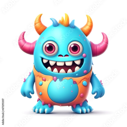 Cute Monster, Cartoon Animal Toy Character, Isolated On White Background