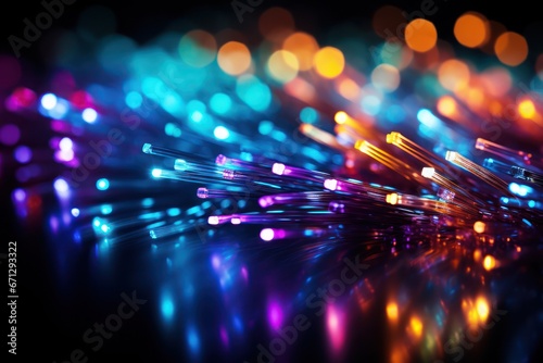 Vibrant Fiber Optics Colorful Technological Background photo