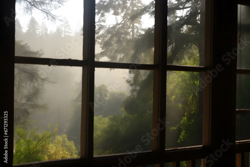 landscape nature view background. view from window at a wonderful landscape nature view. Neural network AI generated art