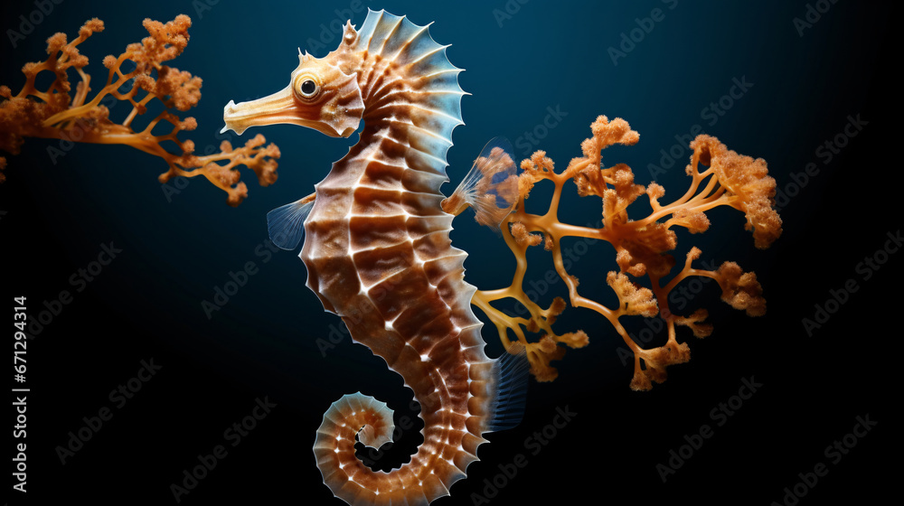 Exquisite aquatic equine  The Mediterranean Seahorse, Hippocampus guttulatus in its natural elegance