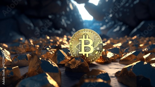 Bitcoin with gold around it.