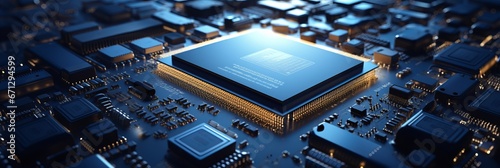 Advanced Processor during Production at Semiconductor Foundry in Bright Environment. photo