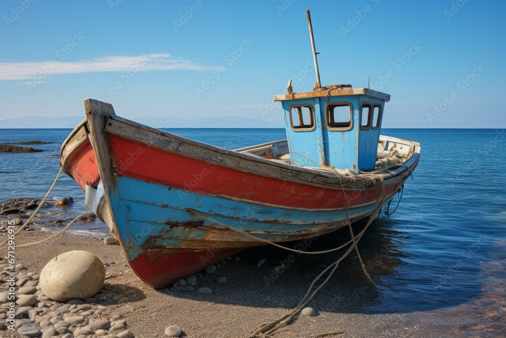 Fishing boat. Background with selective focus and copy space