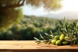 Green olives during harvest. Background with selective focus and copy space