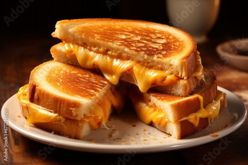 Appetizing Grilled Cheese. Traditional American cuisine. Popular authentic dishes. Background with selective focus © top images
